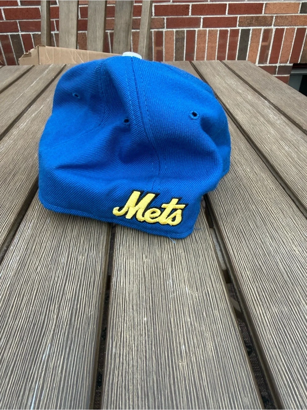 New Era 59FIFTY New York Mets Fitted Hat Blue Yellow Size 7 3/8 MLB Cap